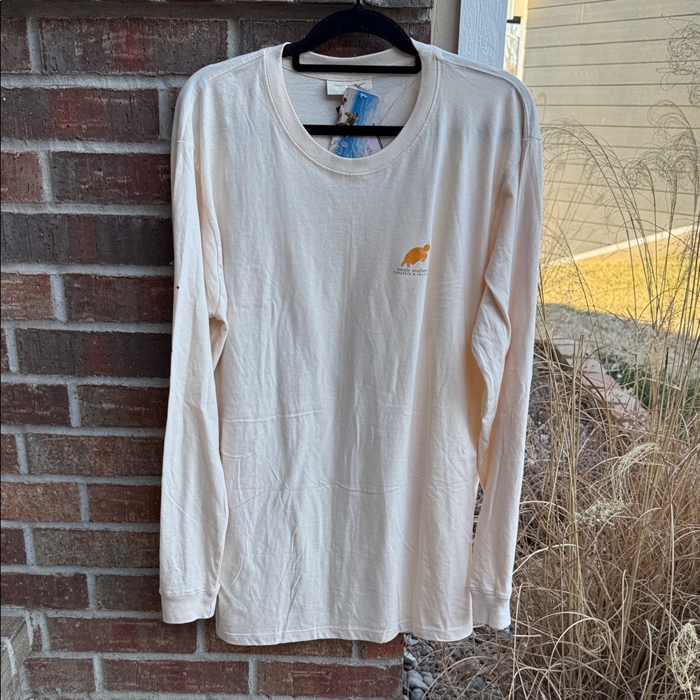 Simply Southern Ladies L Long Sleeve Cream Shirt Conserve & Protect Turtles 🐢